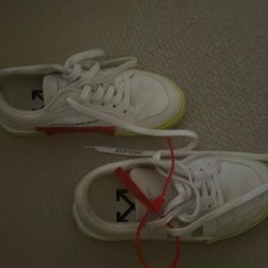 White and lime off white sneakers